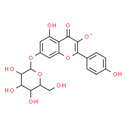ChemSpider 2D Image | 7-(Hexopyranosyloxy)-5-hydroxy-2-(4-hydroxyphenyl)-4-oxo-4H-chromen-3-olate | C21H19O11