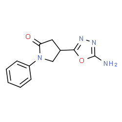 ChemSpider 2D Image | 4-(5-Amino-1,3,4-oxadiazol-2-yl)-1-phenyl-2-pyrrolidinone | C12H12N4O2