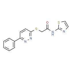 ChemSpider 2D Image | 2-[(6-Phenyl-3-pyridazinyl)sulfanyl]-N-(1,3-thiazol-2-yl)acetamide | C15H12N4OS2