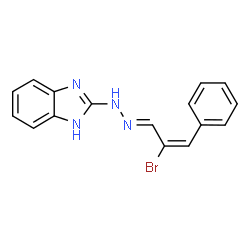 ChemSpider 2D Image | 2-{(2E)-2-[(2E)-2-Bromo-3-phenyl-2-propen-1-ylidene]hydrazino}-1H-benzimidazole | C16H13BrN4