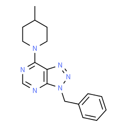 ChemSpider 2D Image | 3-Benzyl-7-(4-methyl-1-piperidinyl)-3H-[1,2,3]triazolo[4,5-d]pyrimidine | C17H20N6