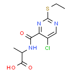 ChemSpider 2D Image | N-{[5-Chloro-2-(ethylsulfanyl)-4-pyrimidinyl]carbonyl}alanine | C10H12ClN3O3S