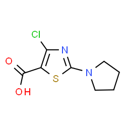 ChemSpider 2D Image | 4-Chloro-2-(1-pyrrolidinyl)-1,3-thiazole-5-carboxylic acid | C8H9ClN2O2S