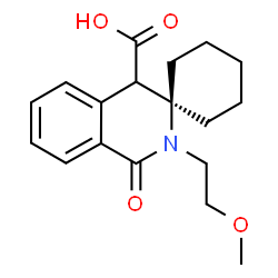 ChemSpider 2D Image | 2'-(2-Methoxyethyl)-1'-oxo-1',4'-dihydro-2'H-spiro[cyclohexane-1,3'-isoquinoline]-4'-carboxylic acid | C18H23NO4