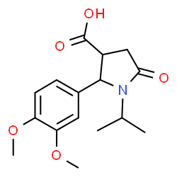 ChemSpider 2D Image | 2-(3,4-Dimethoxyphenyl)-1-isopropyl-5-oxo-3-pyrrolidinecarboxylic acid | C16H21NO5