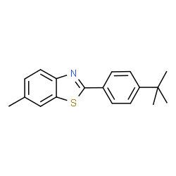 ChemSpider 2D Image | 6-Methyl-2-[4-(2-methyl-2-propanyl)phenyl]-1,3-benzothiazole | C18H19NS