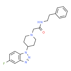 ChemSpider 2D Image | 2-[4-(5-Fluoro-1H-benzotriazol-1-yl)-1-piperidinyl]-N-(2-phenylethyl)acetamide | C21H24FN5O
