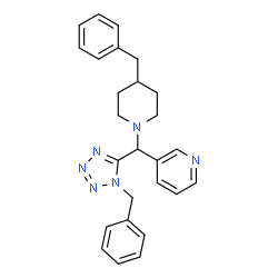 ChemSpider 2D Image | 3-[(4-Benzyl-1-piperidinyl)(1-benzyl-1H-tetrazol-5-yl)methyl]pyridine | C26H28N6