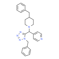 ChemSpider 2D Image | 4-[(4-Benzyl-1-piperidinyl)(1-benzyl-1H-tetrazol-5-yl)methyl]pyridine | C26H28N6