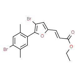 ChemSpider 2D Image | Ethyl (2E)-3-[4-bromo-5-(4-bromo-2,5-dimethylphenyl)-2-furyl]acrylate | C17H16Br2O3