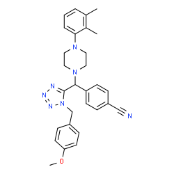 ChemSpider 2D Image | 4-{[4-(2,3-Dimethylphenyl)-1-piperazinyl][1-(4-methoxybenzyl)-1H-tetrazol-5-yl]methyl}benzonitrile | C29H31N7O