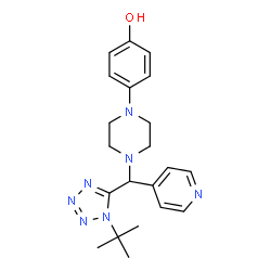 ChemSpider 2D Image | 4-[4-[(1-tert-butyl-5-tetrazolyl)-pyridin-4-ylmethyl]-1-piperazinyl]phenol | C21H27N7O