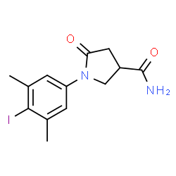 ChemSpider 2D Image | 1-(4-Iodo-3,5-dimethylphenyl)-5-oxo-3-pyrrolidinecarboxamide | C13H15IN2O2