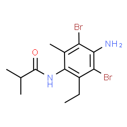 ChemSpider 2D Image | N-(4-Amino-3,5-dibromo-2-ethyl-6-methylphenyl)-2-methylpropanamide | C13H18Br2N2O