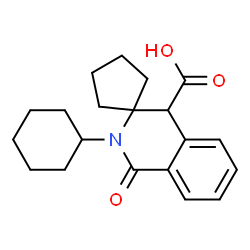 ChemSpider 2D Image | 2'-Cyclohexyl-1'-oxo-1',4'-dihydro-2'H-spiro[cyclopentane-1,3'-isoquinoline]-4'-carboxylic acid | C20H25NO3