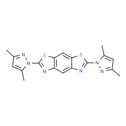 ChemSpider 2D Image | 2,6-Bis(3,5-dimethyl-1H-pyrazol-1-yl)[1,3]thiazolo[4,5-f][1,3]benzothiazole | C18H16N6S2
