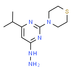 ChemSpider 2D Image | 4-(4-Hydrazino-6-isopropyl-2-pyrimidinyl)thiomorpholine | C11H19N5S