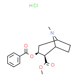 ChemSpider 2D Image | Methyl (2R,3S)-3-(benzoyloxy)-8-methyl-8-azabicyclo[3.2.1]octane-2-carboxylate hydrochloride (1:1) | C17H22ClNO4