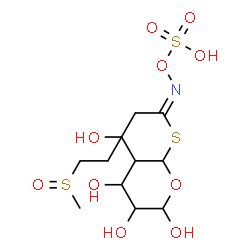 ChemSpider 2D Image | 4,5,6-Trihydroxy-3-(hydroxymethyl)tetrahydro-2H-pyran-2-yl (1E)-4-(methylsulfinyl)-N-(sulfooxy)butanimidothioate | C11H21NO10S3