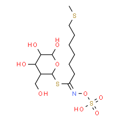 ChemSpider 2D Image | 4,5,6-Trihydroxy-3-(hydroxymethyl)tetrahydro-2H-pyran-2-yl (1E)-7-(methylsulfanyl)-N-(sulfooxy)heptanimidothioate | C14H27NO9S3