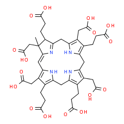 ChemSpider 2D Image | 3,3',3'',3'''-[3,8,13,17-Tetrakis(carboxymethyl)-13-methyl-5,10,12,13,20,24-hexahydroporphyrin-2,7,12,18-tetrayl]tetrapropanoic acid | C41H46N4O16
