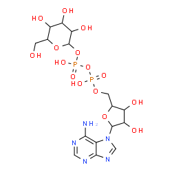 ChemSpider 2D Image | [[5-(6-aminopurin-7-yl)-3,4-dihydroxy-tetrahydrofuran-2-yl]methoxy-hydroxy-phosphoryl] [3,4,5-trihydroxy-6-(hydroxymethyl)tetrahydropyran-2-yl] hydrogen phosphate | C16H25N5O15P2