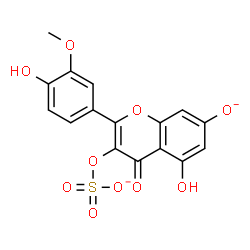 ChemSpider 2D Image | 5-Hydroxy-2-(4-hydroxy-3-methoxyphenyl)-7-oxido-4-oxo-4H-chromen-3-yl sulfate | C16H10O10S