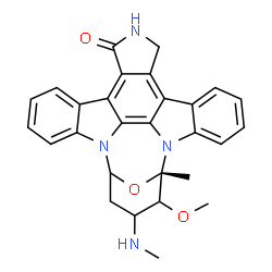 ChemSpider 2D Image | (2S)-3-Methoxy-2-methyl-4-(methylamino)-29-oxa-1,7,17-triazaoctacyclo[12.12.2.1~2,6~.0~7,28~.0~8,13~.0~15,19~.0~20,27~.0~21,26~]nonacosa-8,10,12,14,19,21,23,25,27-nonaen-16-one | C28H26N4O3