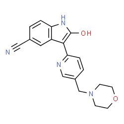 ChemSpider 2D Image | 2-Hydroxy-3-[5-(4-morpholinylmethyl)-2-pyridinyl]-1H-indole-5-carbonitrile | C19H18N4O2