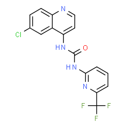 ChemSpider 2D Image | 1-(6-Chloro-4-quinolinyl)-3-[6-(trifluoromethyl)-2-pyridinyl]urea | C16H10ClF3N4O