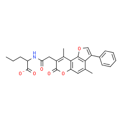 ChemSpider 2D Image | 2-{[(4,9-Dimethyl-7-oxo-3-phenyl-7H-furo[2,3-f]chromen-8-yl)acetyl]amino}pentanoate | C26H24NO6