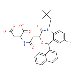 ChemSpider 2D Image | 2-({[7-Chloro-1-(2,2-dimethylpropyl)-5-(1-naphthyl)-2-oxo-1,2,3,5-tetrahydro-4,1-benzoxazepin-3-yl]acetyl}amino)succinate | C30H29ClN2O7