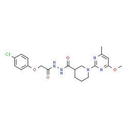 ChemSpider 2D Image | N'-[(4-Chlorophenoxy)acetyl]-1-(4-methoxy-6-methyl-2-pyrimidinyl)-3-piperidinecarbohydrazide | C20H24ClN5O4