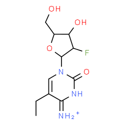 ChemSpider 2D Image | 1-(2-Deoxy-2-fluoropentofuranosyl)-5-ethyl-2-oxo-1,2-dihydro-4-pyrimidinaminium | C11H17FN3O4
