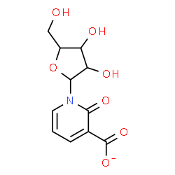 ChemSpider 2D Image | 2-Oxo-1-pentofuranosyl-1,2-dihydro-3-pyridinecarboxylate | C11H12NO7