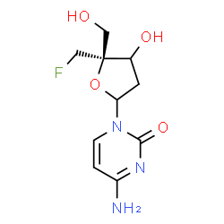 ChemSpider 2D Image | 4-Amino-1-[(3xi)-2,5-dideoxy-5-fluoro-4-(hydroxymethyl)-D-glycero-pentofuranosyl]-2(1H)-pyrimidinone | C10H14FN3O4