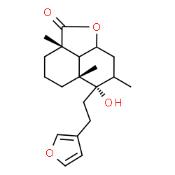 ChemSpider 2D Image | (2aS,5aR,6S)-6-[2-(3-Furyl)ethyl]-6-hydroxy-2a,5a,7-trimethyldecahydro-2H-naphtho[1,8-bc]furan-2-one | C20H28O4