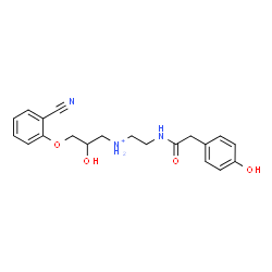 ChemSpider 2D Image | 3-(2-Cyanophenoxy)-2-hydroxy-N-(2-{[(4-hydroxyphenyl)acetyl]amino}ethyl)-1-propanaminium | C20H24N3O4