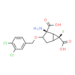 ChemSpider 2D Image | (2S,6S)-2-Amino-3-[(3,4-dichlorobenzyl)oxy]-6-fluorobicyclo[3.1.0]hexane-2,6-dicarboxylic acid | C15H14Cl2FNO5