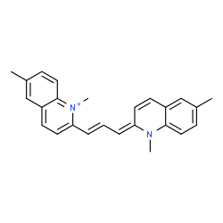 ChemSpider 2D Image | 2-[(1E,3E)-3-(1,6-Dimethyl-2(1H)-quinolinylidene)-1-propen-1-yl]-1,6-dimethylquinolinium | C25H25N2