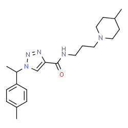 ChemSpider 2D Image | 1-[1-(4-Methylphenyl)ethyl]-N-[3-(4-methyl-1-piperidinyl)propyl]-1H-1,2,3-triazole-4-carboxamide | C21H31N5O