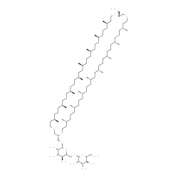 ChemSpider 2D Image | [(2S,7R,11R,15S,19S,22S,26S,30R,34R,38R,43R,47R,51S,55S,58S,62S,66R,70R)-38-(Hydroxymethyl)-7,11,15,19,22,26,30,34,43,47,51,55,58,62,66,70-hexadecamethyl-1,4,37,40-tetraoxacyclodoheptacontan-2-yl]meth
yl 6-O-beta-D-threo-hexopyranosyl-beta-D-threo-hexopyranoside | C98H192O16