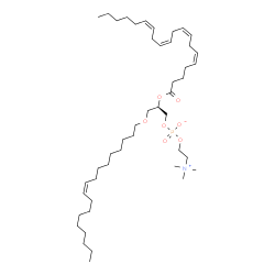ChemSpider 2D Image | 1-[(9Z)-octadecenyl]-2-[(5Z,8Z,11Z,14Z)-eicosatetraenoyl]-sn-glycero-3-phosphocholine | C46H84NO7P