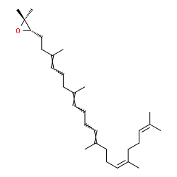ChemSpider 2D Image | (3S)-2,2-Dimethyl-3-[(3E,7E,11E,15Z)-3,7,12,16,20-pentamethyl-3,7,11,15,19-henicosapentaen-1-yl]oxirane | C30H50O