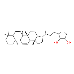 ChemSpider 2D Image | (3S,4S)-2-{3-[(5aR,5bR,11aS,13bS)-5a,5b,8,8,11a,13b-Hexamethyl-2,3,3a,4,5,5a,5b,6,7,7a,8,9,10,11,11a,11b,13a,13b-octadecahydro-1H-cyclopenta[a]chrysen-3-yl]butyl}tetrahydro-3,4-furandiol (non-preferre
d name) | C35H58O3