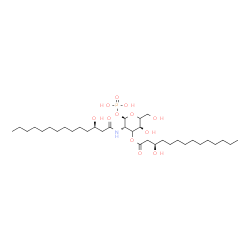 ChemSpider 2D Image | 2-Deoxy-3-O-[(3R)-3-hydroxytetradecanoyl]-2-{[(3R)-3-hydroxytetradecanoyl]amino}-1-O-phosphono-alpha-D-threo-hexopyranose | C34H66NO12P