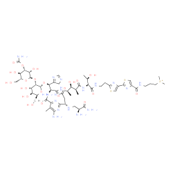 ChemSpider 2D Image | 3-[[2-[2-[2-[[(2S,3R)-2-[[(2S,3S,4R)-4-[[(2S,3R)-2-[[6-amino-2-[(1S)-3-amino-1-[[(2S)-2,3-diamino-3-oxo-propyl]amino]-3-oxo-propyl]-5-methyl-pyrimidine-4-carbonyl]amino]-3-[(2R,3S,4S,5S,6S)-3-[(2R,3S,4S,5R,6R)-4-carbamoyloxy-3,5-dihydroxy-6-(hydroxymethyl)tetrahydropyran-2-yl]oxy-4,5-dihydroxy-6-(hydroxymethyl)tetrahydropyran-2-yl]oxy-3-(4H-imidazol-5-yl)propanoyl]amino]-3-hydroxy-2-methyl-pentanoyl]amino]-3-hydroxy-butanoyl]amino]ethyl]thiazol-4-yl]thiazole-4-carbonyl]amino]propyl-dimethyl-sulfonium | C55H84N17O21S3