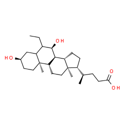 ChemSpider 2D Image | (3alpha,7alpha)-6-Ethyl-3,7-dihydroxycholan-24-oic acid | C26H44O4