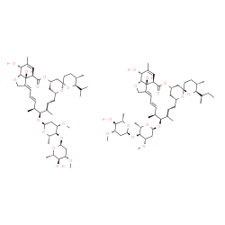 ChemSpider 2D Image | (1'R,2R,4'S,5S,6R,8'R,10'E,12'S,13'S,14'E,16'E,20'R,21'R,24'S)-21',24'-Dihydroxy-6-isopropyl-5,11',13',22'-tetramethyl-2'-oxo-3,4,5,6-tetrahydrospiro[pyran-2,6'-[3,7,19]trioxatetracyclo[15.6.1.1~4,8~.
0~20,24~]pentacosa[10,14,16,22]tetraen]-12'-yl 2,6-dideoxy-4-O-(2,6-dideoxy-3-O-methyl-alpha-L-arabino-hexopyranosyl)-3-O-methyl-alpha-L-arabino-hexopyranoside - (1'R,2R,4'S,5S,6R,8'R,10'E,12'S,13'S,1
4'E,16'E,20'R,21'R,24'S)-6-[(2S)-2-butanyl]- | C95H146O28