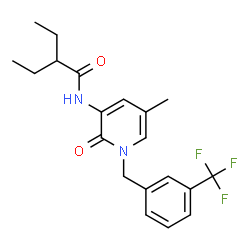 ChemSpider 2D Image | 2-Ethyl-N-{5-methyl-2-oxo-1-[3-(trifluoromethyl)benzyl]-1,2-dihydro-3-pyridinyl}butanamide | C20H23F3N2O2